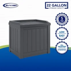 Suncast 22-Gallon Indoor Or Outdoor Backyard Patio Small Storage Deck Box With Attractive Bench Seat And Reinforced Lid, Cyberspace (3 Pack) -Landscape Zone GUEST 7394b4e6 6419 436c 8559 ab3153a045b4 1