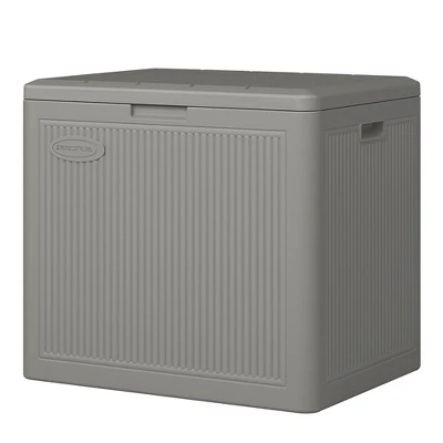 Suncast 22 Gallon Indoor Or Outdoor Small Patio Deck Box, Plastic Storage Bin For Lawn, Garden, Garage, & Home Organization, Stoney (2 Pack) 3 Suncast 22 Gallon Indoor Or Outdoor Small Patio Deck Box, Plastic Storage Bin For Lawn, Garden, Garage, & Home Organization, Stoney (2 Pack)