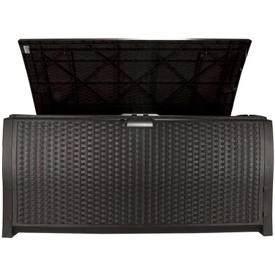 Suncast Trash Hideaway Outdoor Garbage Bin & 99 Gallon Deck Box W/ Seat, Java 5 Suncast Trash Hideaway Outdoor Garbage Bin & 99 Gallon Deck Box W/ Seat, Java - Image 3