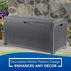 Suncast 73 Gallon Medium Wicker Indoor/Outdoor Storage Boxes For Garden Tools, Pool Accessories, And Patio Cushions, Cyberspace (2 Pack) -Landscape Zone GUEST 758dd815 0fb8 4be7 be76 a0527561eb91