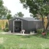 Outsunny 11' X 13' Metal Storage Shed Garden Tool House With Double Sliding Doors, 4 Air Vents For Backyard, Patio, Lawn Dark Gray -Landscape Zone GUEST 76b555c6 8b8a 49c9 9efb d43537716b42
