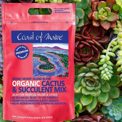 Coast Of Maine Indoor Outdoor Mount Desert Island Blend Organic Cactus And Succulent Potting Soil Mix With Beneficial Nutrients, 8 Quart Bag 4 Coast Of Maine Indoor Outdoor Mount Desert Island Blend Organic Cactus And Succulent Potting Soil Mix With Beneficial Nutrients, 8 Quart Bag - Image 2