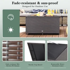 Costway 133 Gallon Patio Rattan Storage Deck Box Container Wheel Handle W/Liner -Landscape Zone GUEST 7892bc9a 1d60 47d7 9934 21eaa51ff7a7