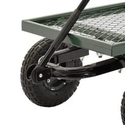 Juggernaut Carts GW3820-GR Heavy Duty Steel Frame 1000 Pound Load Capacity Outdoor Utility Garden Wagon With Pneumatic Tires, Green Finish