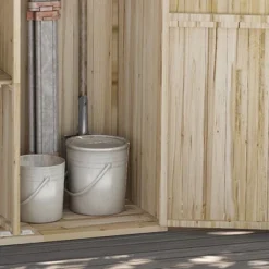 Outsunny Wooden Garden Shed Tool Storage With Double Magnet Doors, Garden Shed With Tilted Roof, 47.25" X 22.5" X 72'', Natural -Landscape Zone GUEST 831acf41 5c0a 44b5 8294 fadf8e064c82