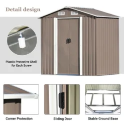 Patio 6ft X4ft Metal Storage Shed With Lockable Door, Tool Cabinet With Vents And Foundation-ModernLuxe -Landscape Zone GUEST 8393bb24 0609 43c8 b26f 20d160f7e648