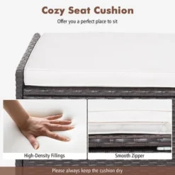 Costway 34 Gallon Patio Wicker Storage Deck Box W/Cushion Off White Backyard -Landscape Zone GUEST 866aac07 5a66 4e19 a9d5 b32d3d96aad8