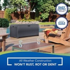 Suncast 73 Gallon Medium Wicker Indoor/Outdoor Storage Boxes For Garden Tools, Pool Accessories, And Patio Cushions, Cyberspace (4 Pack) -Landscape Zone GUEST 88f6b6c3 cc49 48bc b036 ef5ad0f0bf0f