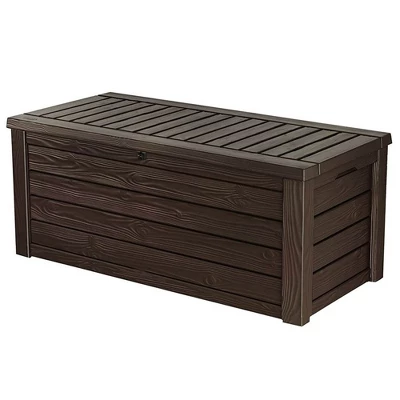 Keter Westwood Outdoor Resin 150 Gallon Deck Storage Box Organizer For Patio Furniture, Pool Toys And Yard Tools With Bench, Brown (2 Pack) 3 Keter Westwood Outdoor Resin 150 Gallon Deck Storage Box Organizer For Patio Furniture, Pool Toys And Yard Tools With Bench, Brown (2 Pack)