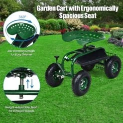 Costway Garden Cart Rolling Work Seat W/ Tool Tray Basket Green 15 Costway Garden Cart Rolling Work Seat W/ Tool Tray Basket Green -Landscape Zone GUEST 906d408a 9a10 4de6 99dc 5cd307798895