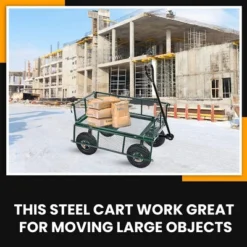 Juggernaut Carts GW3418-GR Heavy Duty Steel Frame 400 Pound Load Capacity Outdoor Utility Garden Wagon With Pneumatic Tires, Green Finish -Landscape Zone GUEST 916cabb8 7859 43ad 9e59 ed7233e315ee