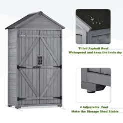 5.8ftx3ft Outdoor Wood Lean-to Storage Shed Tool Organizer With Waterproof Asphalt Roof, Lockable Doors, 3-tier Shelves-ModernLuxe -Landscape Zone GUEST 925fafea 029a 46ca 87ff 0ccac83c12da