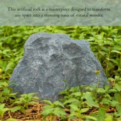 Gardenised Decorative Outdoor Weather-Resistant Artistic Artificial Faux Stone Rock, Garden Patio Granite Grey Fiberglass Stone