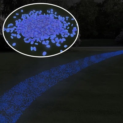 Solar Garden Stones - 500-Pack Glow In The Dark Pathway Pebble Lights - Decorative Glowing Rocks For Flowerbeds And Walkways By Pure Garden (Blue) 3 Solar Garden Stones - 500-Pack Glow In The Dark Pathway Pebble Lights - Decorative Glowing Rocks For Flowerbeds And Walkways By Pure Garden (Blue)
