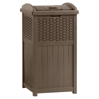 Suncast Trash Hideaway Outdoor Garbage & Outdoor Patio Storage Deck Box, Brown 3 Suncast Trash Hideaway Outdoor Garbage & Outdoor Patio Storage Deck Box, Brown