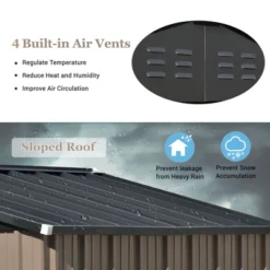 Patio 8ft X6ft Metal Storage Shed With Lockable Doors, Tool Cabinet With Vents And Foundation Frame-ModernLuxe -Landscape Zone GUEST a9546e89 6d26 4245 ab06 994aa0a40984