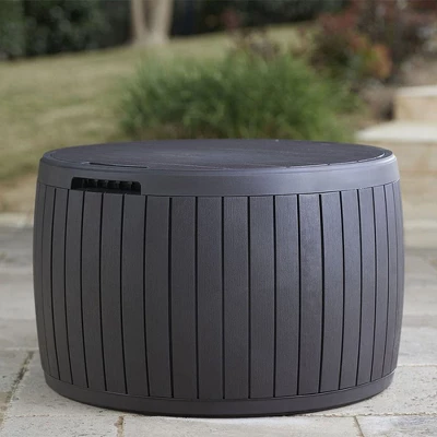 Keter Circa 3 In 1 Patio Deck Storage Box Container With Resin Wood Texture For Outdoor Table Or Chair Pool Furniture Decor, 37 Gallon (Brown) 4 Keter Circa 3 In 1 Patio Deck Storage Box Container With Resin Wood Texture For Outdoor Table Or Chair Pool Furniture Decor, 37 Gallon (Brown) - Image 2