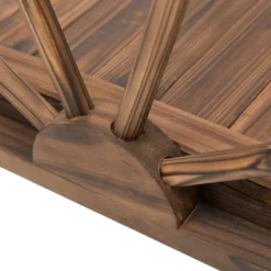 Outsunny 3.3ft Wooden Garden Bridge Arc Footbridge With Half-Wheel Style Railings & Solid Fir Construction, Stained Wood -Landscape Zone GUEST ac16dbdd 5ae7 4ad5 b667 27c4b8b8a6c4