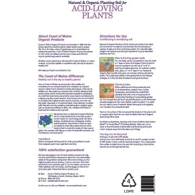 Coast Of Maine Organic Natural Garden Compost Potting Planting Soil Blend For Acid Loving Plants, Bushes, And Flowers, 20 Quart Bag 4 Coast Of Maine Organic Natural Garden Compost Potting Planting Soil Blend For Acid Loving Plants, Bushes, And Flowers, 20 Quart Bag - Image 2