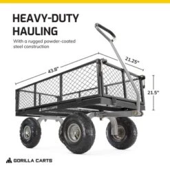 Gorilla Cart 800lbs. Heavy Duty Durable Steel Mesh Flatbed Garden Utility Wagon Cart - Black -Landscape Zone GUEST b4e8725e 3349 4f16 a600 2bc2a667d85e