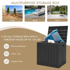 Costway 30 Gallon Deck Box Storage Container Seating Tools Organization Deliveries -Landscape Zone GUEST ba770977 afa0 43f9 814f f1c1b3bdcd62