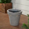 Evergreen 16" Solar Round Planter, Cement -Landscape Zone GUEST bc1c02bd 4139 47e1 9395 938f0266bc02