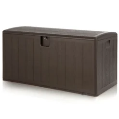 Costway 105 Gallon Outdoor Resin Deck Box All Weather Lockable Storage Container Brown -Landscape Zone GUEST be27863c 2c8b 4dea b9b1 5f483bdd1793
