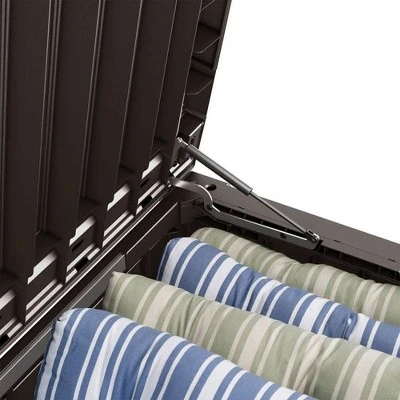 Keter Westwood Outdoor Resin 150 Gallon Deck Storage Box Organizer For Patio Furniture, Pool Toys And Yard Tools With Bench, Brown (2 Pack) 4 Keter Westwood Outdoor Resin 150 Gallon Deck Storage Box Organizer For Patio Furniture, Pool Toys And Yard Tools With Bench, Brown (2 Pack) - Image 2