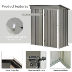 Patio 5ft X 3ft Garden Shed, Metal Lean-to Storage Shed With Lockable Door-ModernLuxe -Landscape Zone GUEST c06b197f 0545 4e44 95ba 2b085cf9be8c