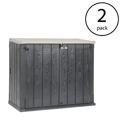 Toomax Storer Plus XL 44 Cubic Foot Resin Weather Resistant Outdoor Horizontal Storage Shed Cabinet For Trash Cans And Yard Tools (2 Pack) 3 Toomax Storer Plus XL 44 Cubic Foot Resin Weather Resistant Outdoor Horizontal Storage Shed Cabinet For Trash Cans And Yard Tools (2 Pack)
