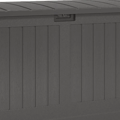 Suncast Decorative Lockable Large 200-Gallon 58" X 32" Plastic Deck Storage Box For Garden Supplies And Yard Accessories, Gray 5 Suncast Decorative Lockable Large 200-Gallon 58" X 32" Plastic Deck Storage Box For Garden Supplies And Yard Accessories, Gray - Image 3