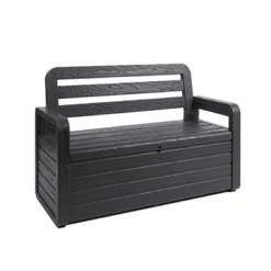 Toomax Foreverspring UV Weather Resistant Lockable Box Chest Bench For Outdoor Pool Patio Furniture And Deck Storage Bin, 70 Gallon (Anthracite) -Landscape Zone GUEST c43a2087 b84a 4e23 9cdd ae49ac42be70