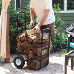 Sunnydaze Decor Sunnydaze Indoor/Outdoor Steel Rolling Firewood Log Cart Carrier With Wheels - 1/8 Face Cord - Black 15 Sunnydaze Decor Sunnydaze Indoor/Outdoor Steel Rolling Firewood Log Cart Carrier With Wheels - 1/8 Face Cord - Black -Landscape Zone GUEST c9b0c975 ba35 4f02 9c42 2943259e03eb 1