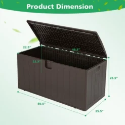 Costway 105 Gallon Outdoor Resin Deck Box All Weather Lockable Storage Container Brown -Landscape Zone GUEST cccd1ebb 9358 4998 a38c 4fbff8a8818a