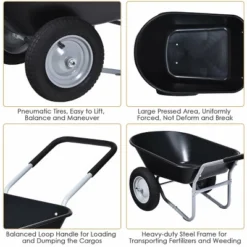 Costway 2 Tire Wheelbarrow Cart Heavy-duty Dolly Utility Cart Black 14 Costway 2 Tire Wheelbarrow Cart Heavy-duty Dolly Utility Cart Black -Landscape Zone GUEST d121381c 09a3 4e76 b627 5150002fb85b