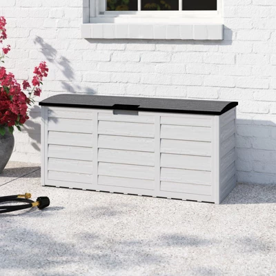 Barton 63 Gallons Patio Storage Box Container Pools Deck Box Build-in Wheel, Gray 3 Barton 63 Gallons Patio Storage Box Container Pools Deck Box Build-in Wheel, Gray