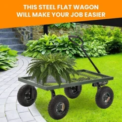 Juggernaut Carts GW3820-GR Heavy Duty Steel Frame 1000 Pound Load Capacity Outdoor Utility Garden Wagon With Pneumatic Tires, Green Finish -Landscape Zone GUEST d5b31d2a ec07 4804 a916 015ff91a3474