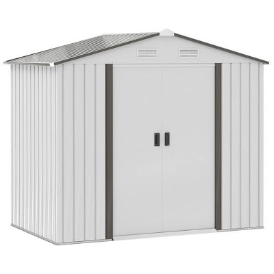 Outsunny 7' X 4' Steel Storage Shed Organizer, Garden Tool House With 4 Vents And 2 Easy Sliding Doors For Backyard, Patio, Lawn 11 Outsunny 7' X 4' Steel Storage Shed Organizer, Garden Tool House With 4 Vents And 2 Easy Sliding Doors For Backyard, Patio, Lawn - Image 9