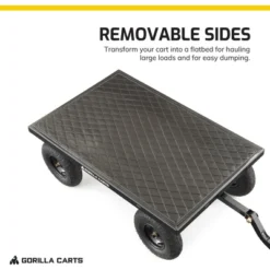 Gorilla Cart GOR1200-COM 9 Cubic Feet 1200 Pound Capacity Heavy Duty Durable Steel Utility Wagon Cart W/ 2 In 1 Towing Handle & Removable Sides, Black -Landscape Zone GUEST d6afd00a 1cb7 4649 bdad 50d740ab6ab0