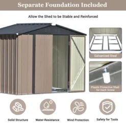 Patio 8ft X6ft Metal Storage Shed With Lockable Doors, Tool Cabinet With Vents And Foundation Frame-ModernLuxe -Landscape Zone GUEST d9047d6d 8858 4a1a 8fae fe67c62f704b