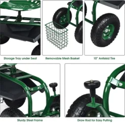 Costway Garden Cart Rolling Work Seat W/ Tool Tray Basket Green 14 Costway Garden Cart Rolling Work Seat W/ Tool Tray Basket Green -Landscape Zone GUEST d9290a2c 057e 417f 9f69 0fc7ac21a518