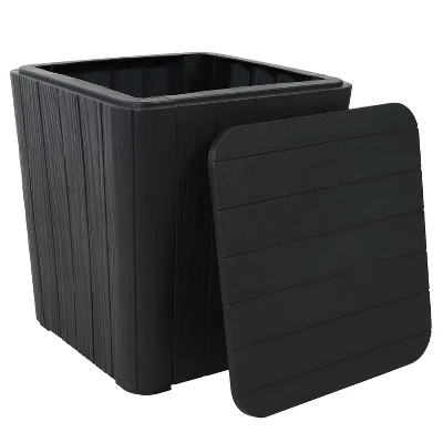 Sunnydaze Decor Sunnydaze Faux Wood Design Outdoor Side Table With Storage - 11.5-Gal. 6 Sunnydaze Decor Sunnydaze Faux Wood Design Outdoor Side Table With Storage - 11.5-Gal. - Image 4