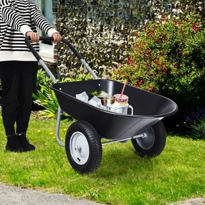 Costway 2 Tire Wheelbarrow Cart Heavy-duty Dolly Utility Cart Black 9 Costway 2 Tire Wheelbarrow Cart Heavy-duty Dolly Utility Cart Black - Image 7