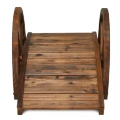 JOMEED CC77 3.3 Foot Natural Fir Wood Backyard Garden Arched Footbridge With Half-Wheel Style Railings For Small Creeks Or Streams, Brown Stain -Landscape Zone GUEST e0ca4a4b 782f 443c 8b36 f234747feb34