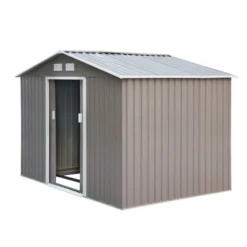 Outsunny 9' X 6' Metal Storage Shed Garden Tool House With Double Sliding Doors, 4 Air Vents For Backyard, Patio, Lawn Gray -Landscape Zone GUEST e2048c72 7f3e 42b9 be35 32eac720b417