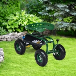 Costway Garden Cart Rolling Work Seat W/ Tool Tray Basket Green 13 Costway Garden Cart Rolling Work Seat W/ Tool Tray Basket Green -Landscape Zone GUEST e23cf9c3 8ec8 4689 acd4 23b60af76124