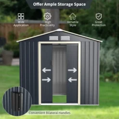 Costway Metal Storage Shed For Garden And Tools W/Sliding Double Lockable Doors -Landscape Zone GUEST e23eb725 129c 4150 aead f9fe554a7ea8