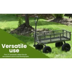 Juggernaut Carts GW3418-GR Heavy Duty Steel Frame 400 Pound Load Capacity Outdoor Utility Garden Wagon With Pneumatic Tires, Green Finish -Landscape Zone GUEST e52627e8 2acb 46f3 a424 f80eaba55826