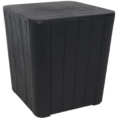 Sunnydaze Decor Sunnydaze Faux Wood Design Outdoor Side Table With Storage - 11.5-Gal. 10 Sunnydaze Decor Sunnydaze Faux Wood Design Outdoor Side Table With Storage - 11.5-Gal. - Image 8