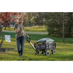 Gorilla Cart GCG-900 4 Cubic Feet 900 Pound Capacity Heavy Duty Durable Steel Utility Wagon Cart With 2 In 1 Towing Handle And Removable Sides, Gray -Landscape Zone GUEST e8bc4782 e847 4eed b665 55b82e884d5b